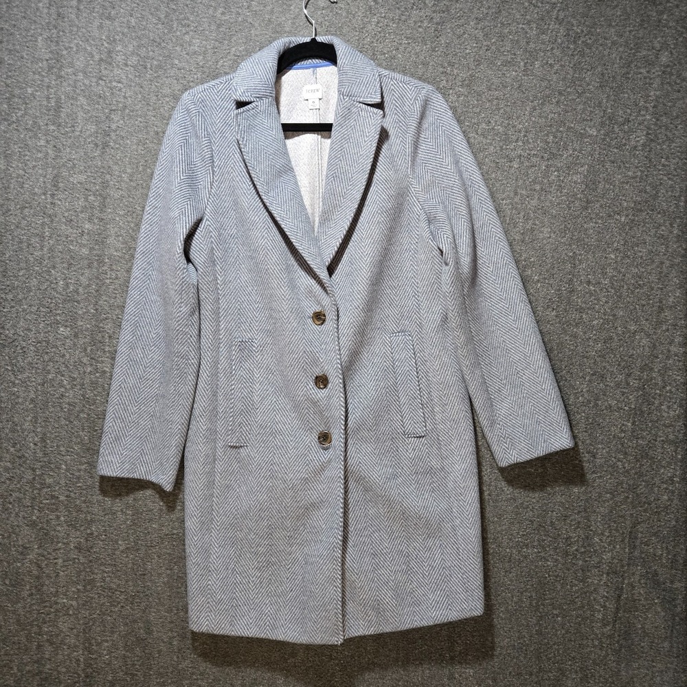 J. Crew Factory Women's Herringbone Topcoat Blue Sz 6